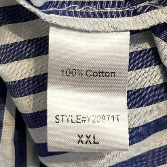 Pomander Place Kenzo Blue White Stripe Sleeveless Cotton Poplin Mini Dress XXL - Picture 5 of 8